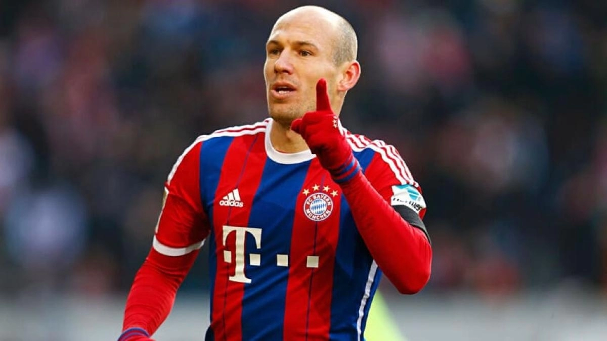 Arjen Robben celebrates a goal with Bayern Munich
