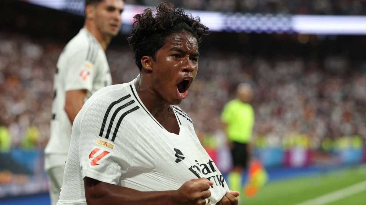 Endrick celebra un gol anotado por el Real Madrid