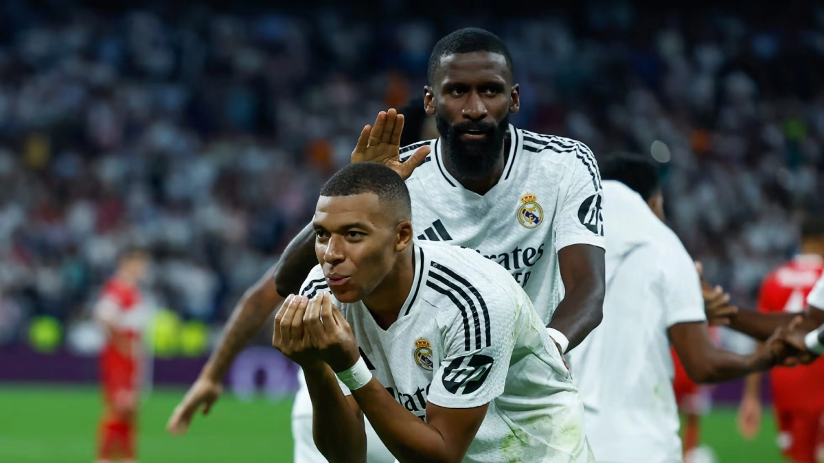 Kylian Mbappé celebra un gol anotado con el Real Madrid