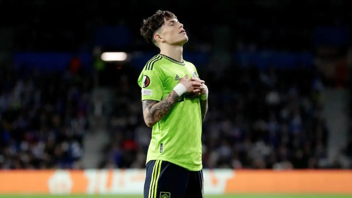 Alejandro Garnacho celebra un gol anotado con el Manchester United