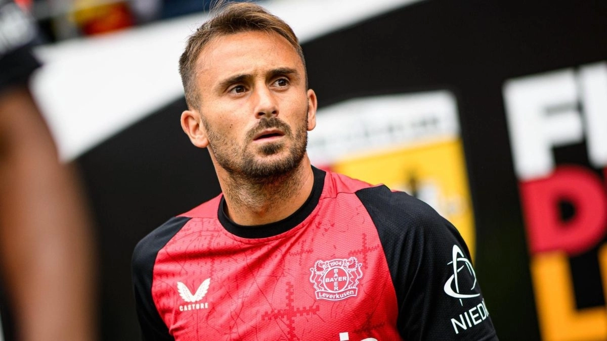 <p>Aleix García, player for Bayer Leverkusen</p>