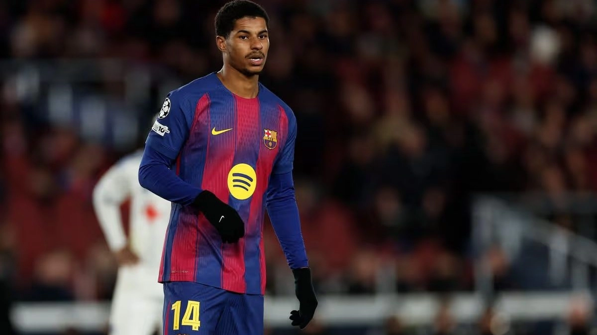 Marcus Rashford durante un partido con el Barcelona