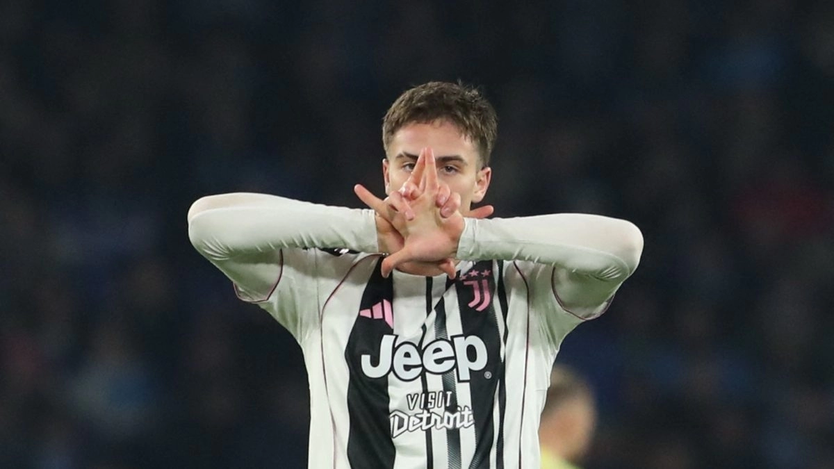 Kenan Yildiz celebrates a goal scored with Juventus.