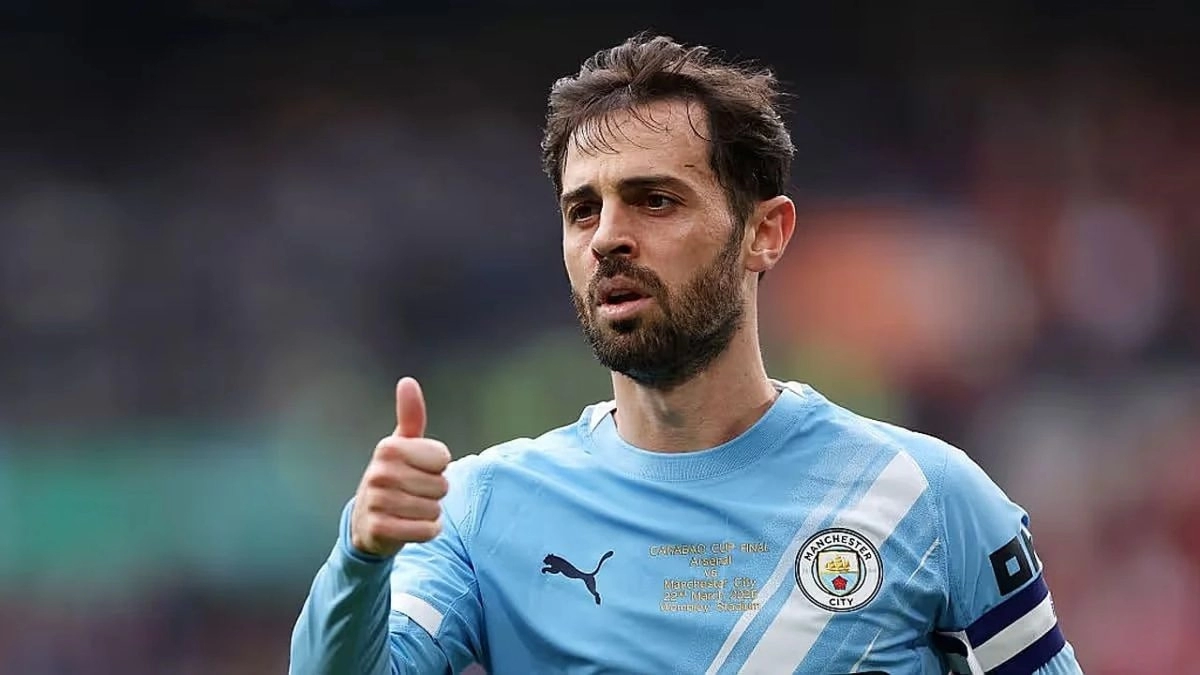 Bernardo Silva durante un partido con el Manchester City
