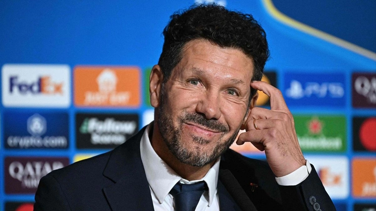 Cholo Simeone durante una rueda de prensa con el Atlético de Madrid