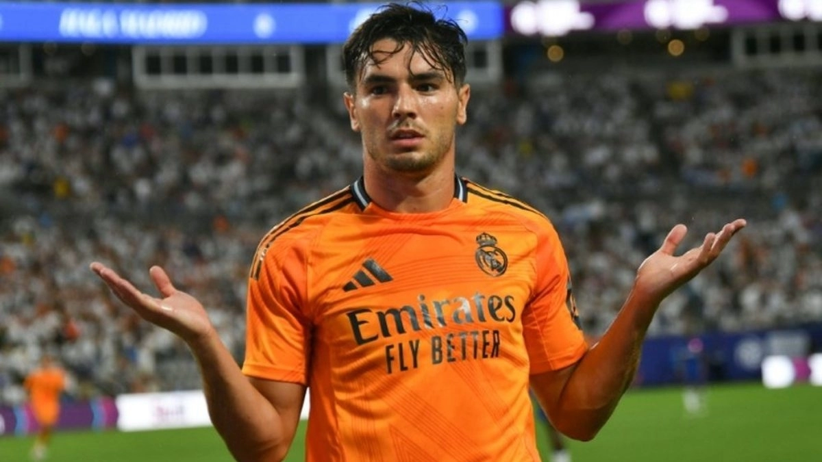 Brahim celebra un gol con el Real Madrid