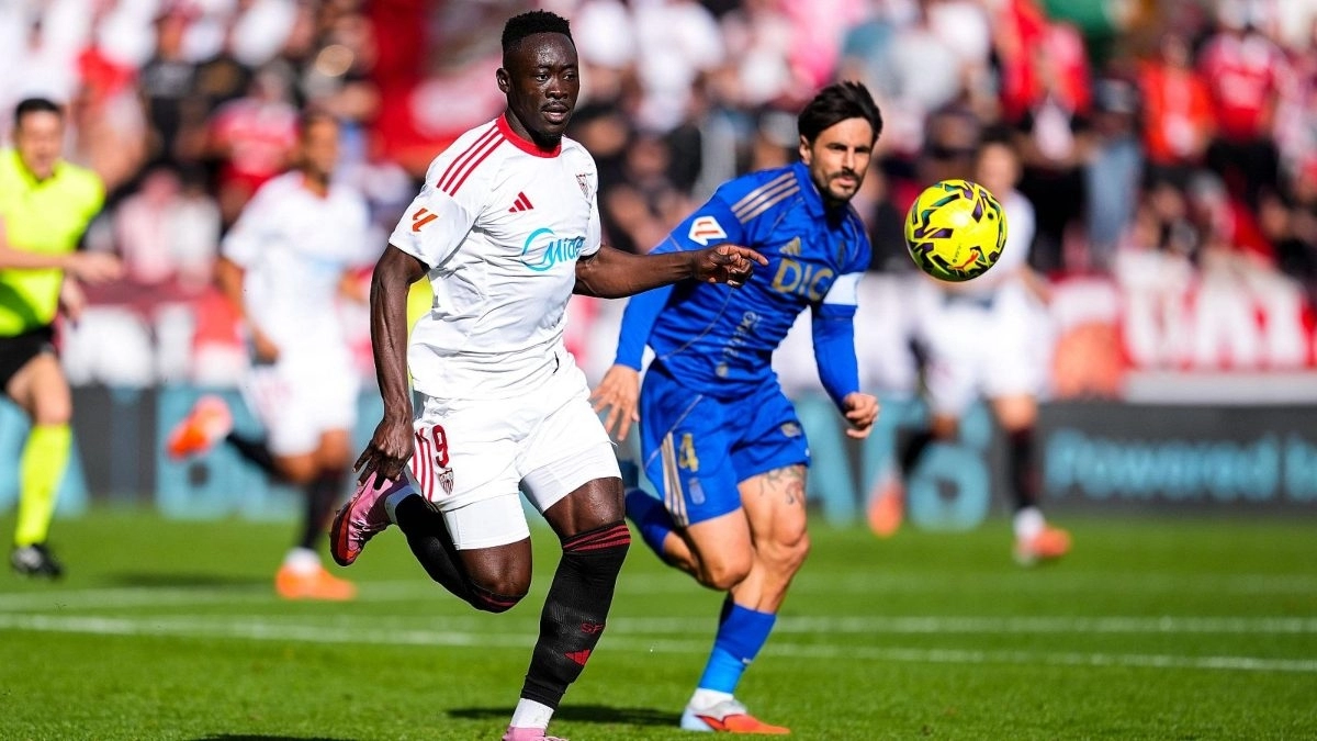 Akor Adams during a Sevilla - Real Oviedo