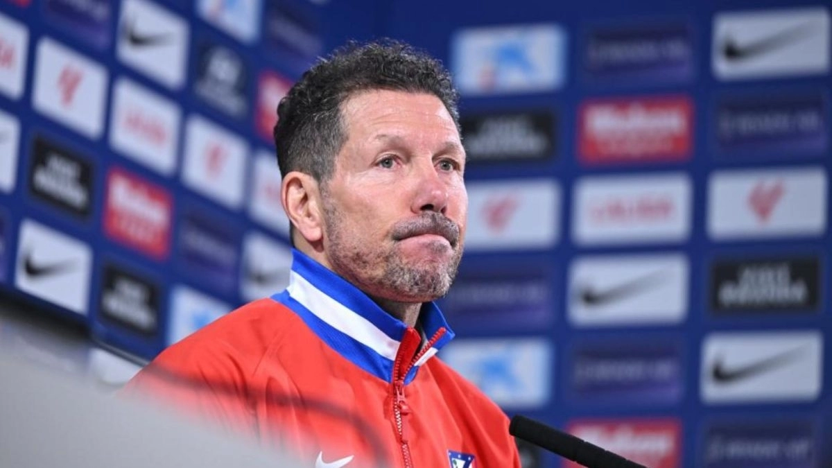 Cholo Simeone durante una rueda de prensa con el Atlético de Madrid