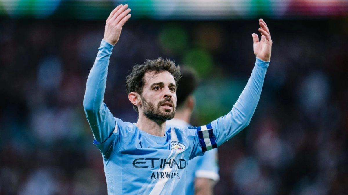 Bernardo Silva durante un partido con el Manchester City