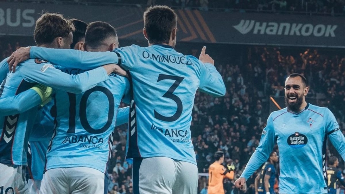 Los jugadores del Celta celebran un gol en la Europa League