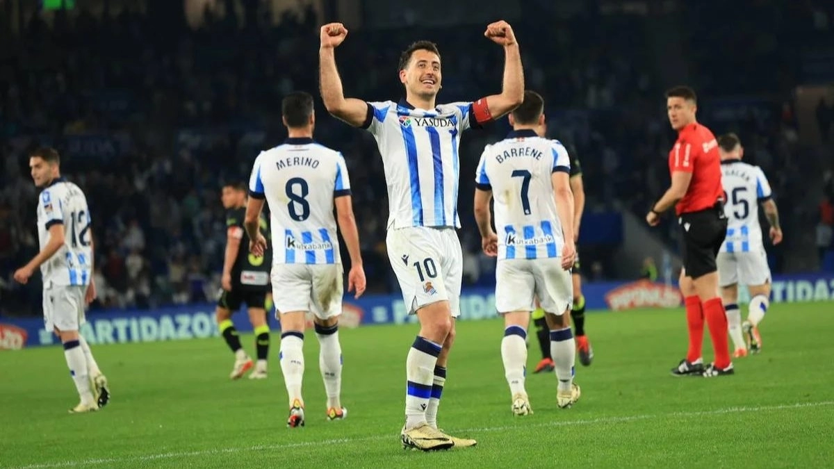 Mikel Oyarzabal celebra un gol de la Real Sociedad