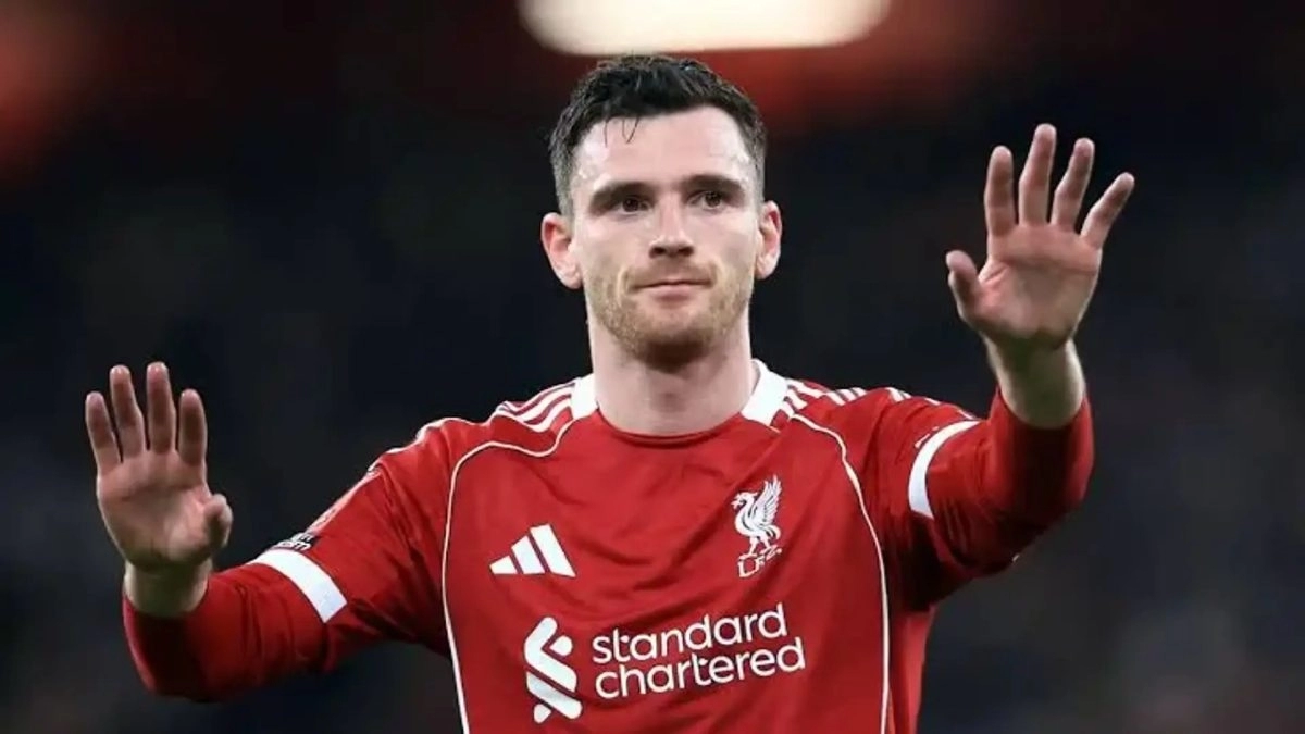 Andrew Robertson during a match with Liverpool