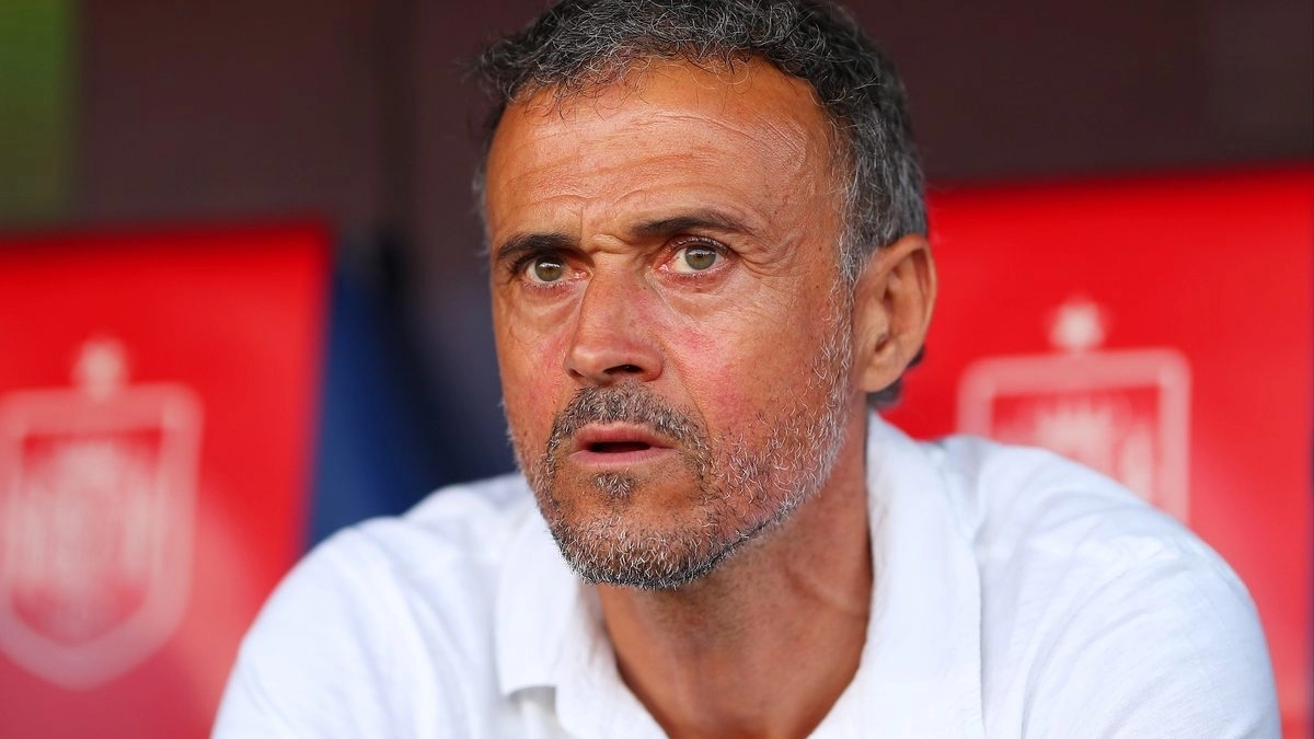 Luis Enrique, coach of PSG, during his time with the Spanish national team.