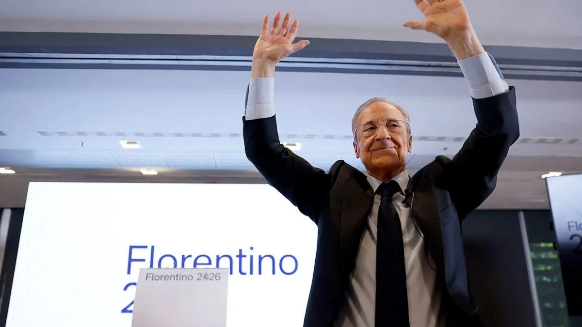 Florentino Pérez celebra haber sido reelegido presidente del Real Madrid