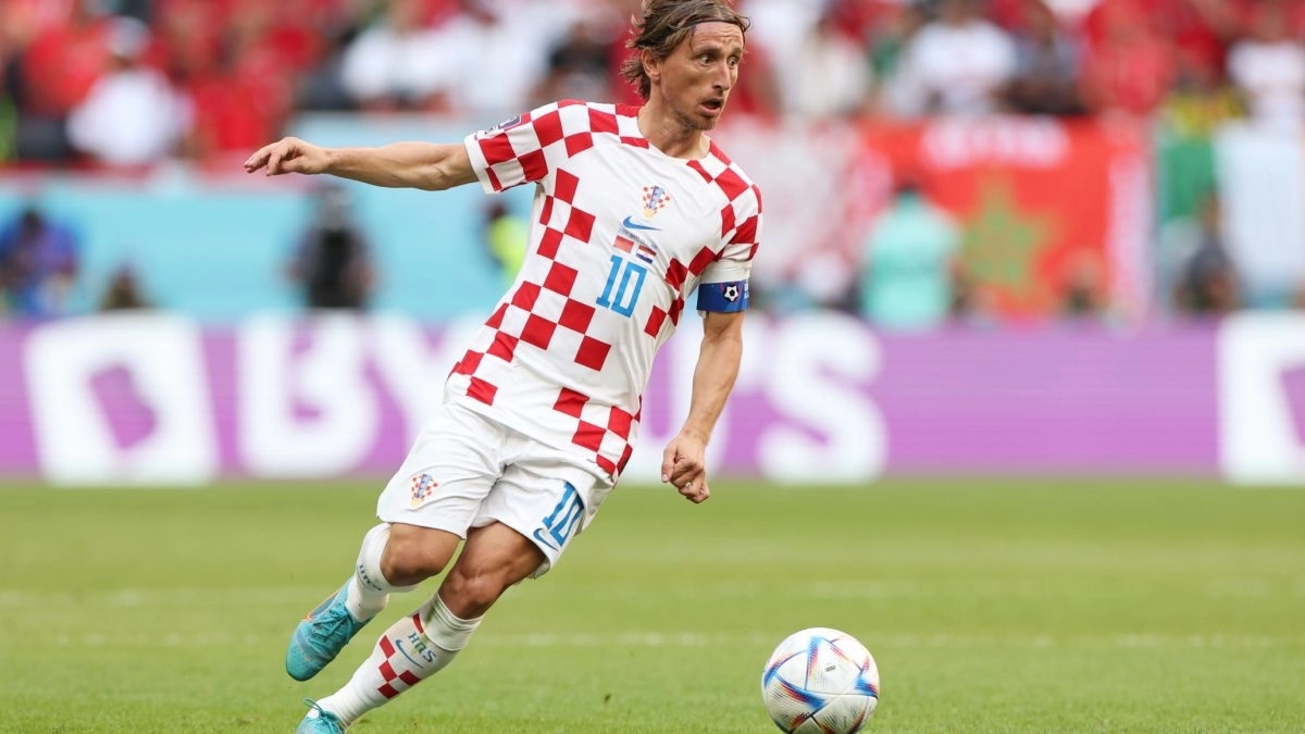 Luka Modric durante un partido con la selección de Croacia