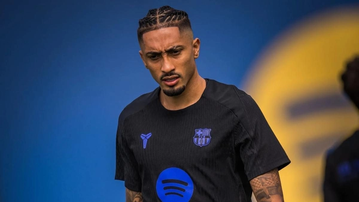 Raphinha durante un entrenamiento con el FC Barcelona