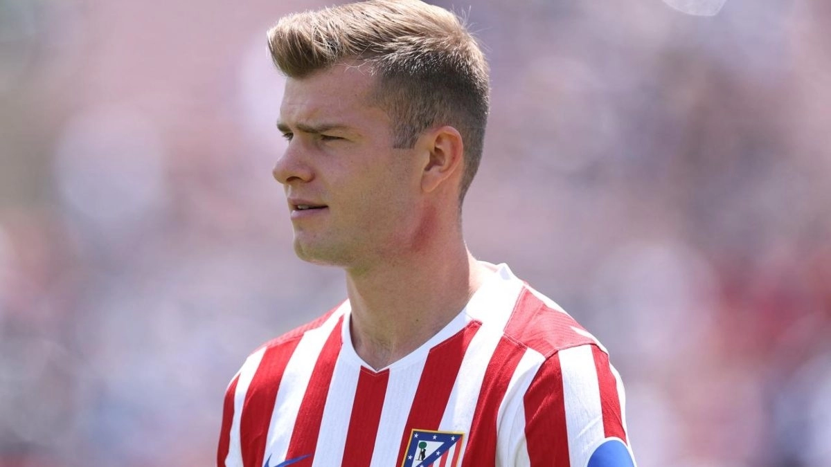 Alexander Sorloth durante un partido con el Atlético de Madrid