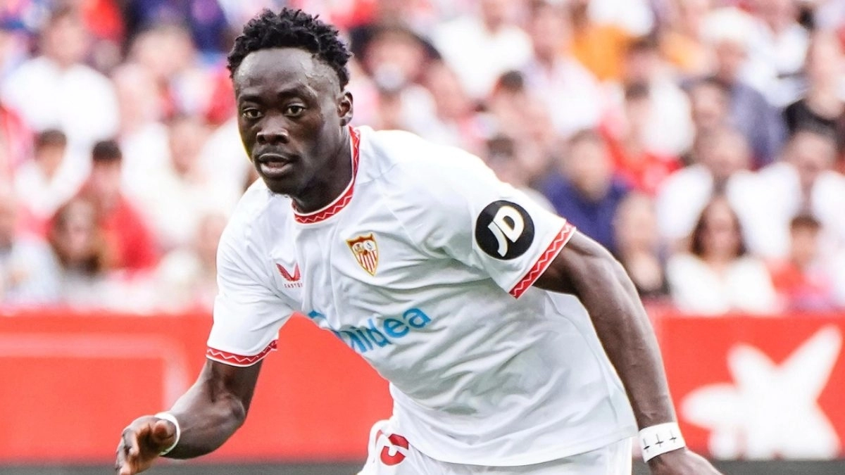 Akor Adams during a match with Sevilla FC