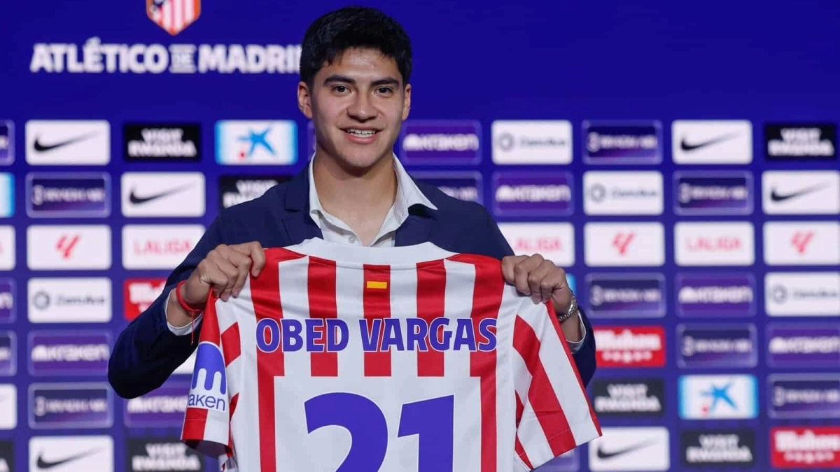 Obed Vargas, en su presentación con el Atlético / EFE