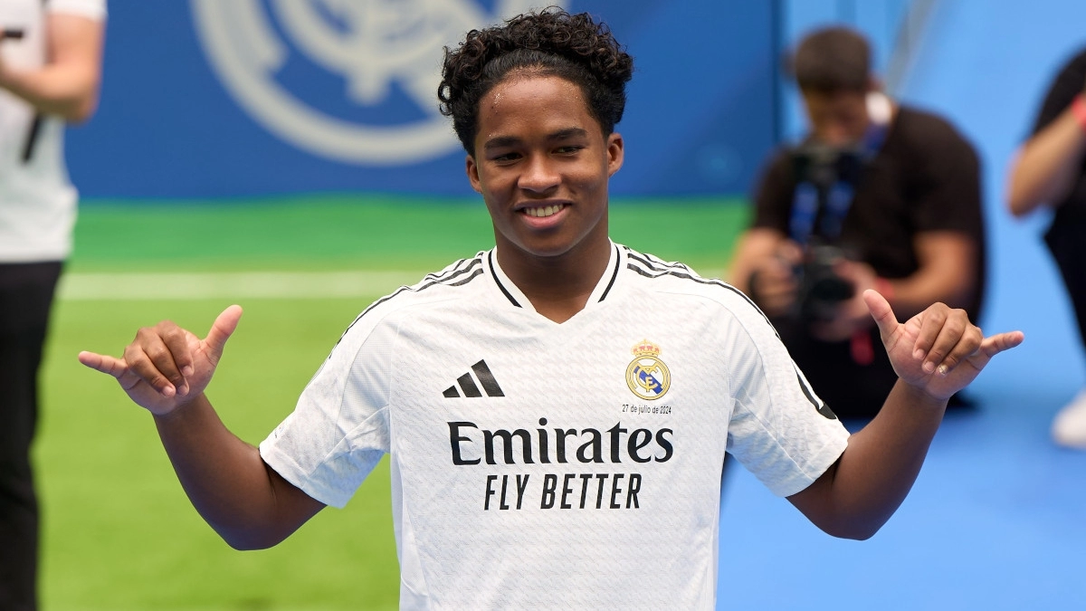 Endrick, en su presentación con el Real Madrid / AFP