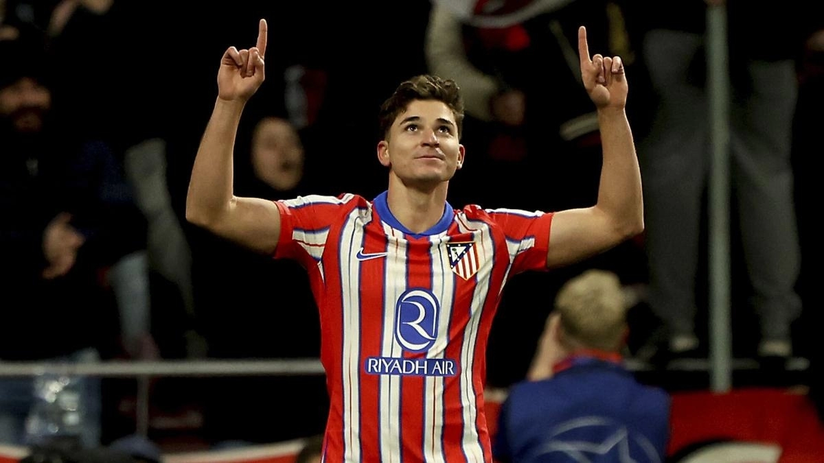 Julián Álvarez celebrates a goal with Atlético / Maxppp