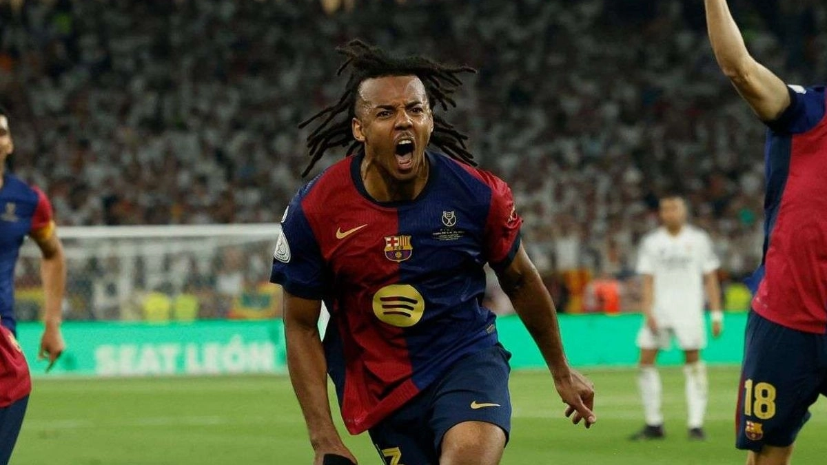 Jules Koundé celebra un gol con el Barcelona / EFE