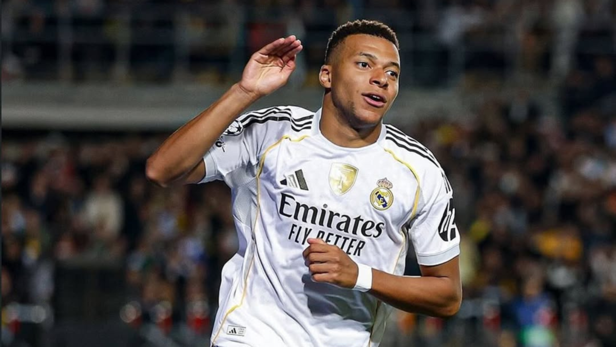 Kylian Mbappé celebra un gol con el Real Madrid / Getty Images