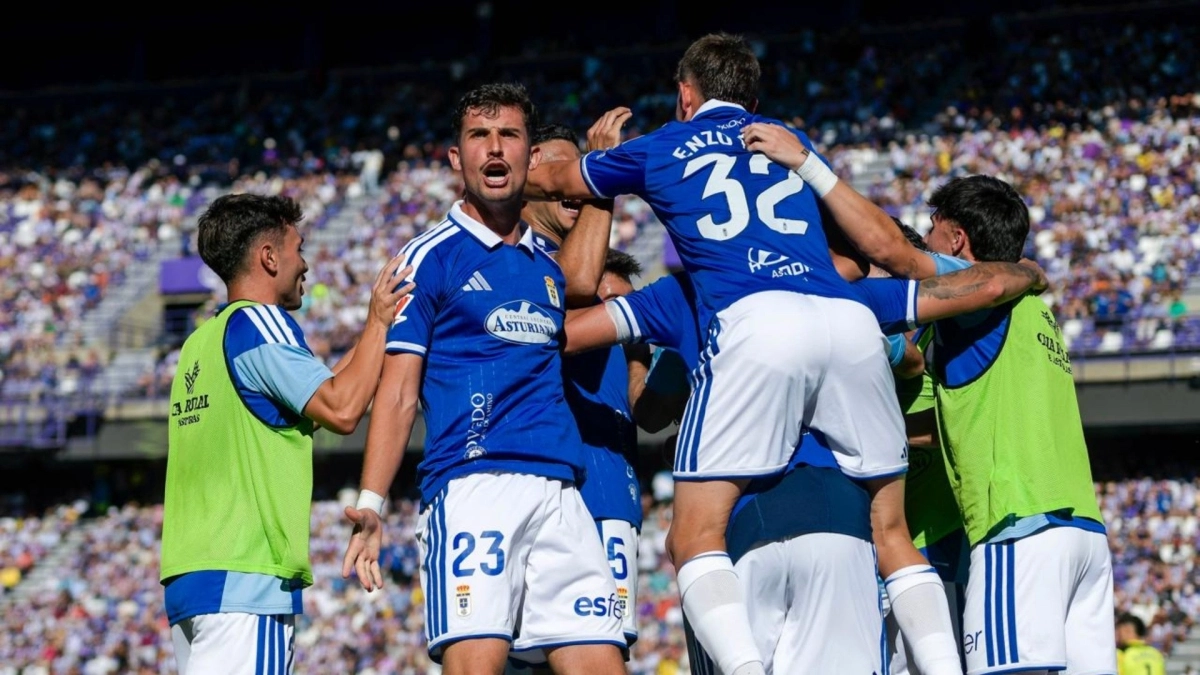 Los jugadores del Real Oviedo celebran un gol esta temporada / Real Oviedo