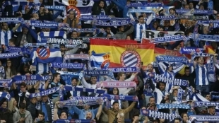 La afición del RCD Espanyol. Foto: Okdiario