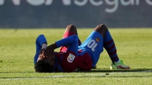 Ansu Fati se lamenta tras sufrir una lesión. Foto: Mundo Deportivo