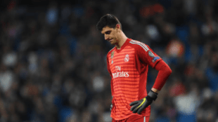 "Courtois podría perderse la vuelta de Champions frente al City. Foto: Getty Images"