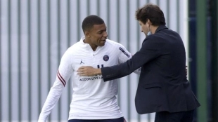 El francés se ha encontrado con Leonardo al entrenar hoy con el PSG. Foto: Getty
