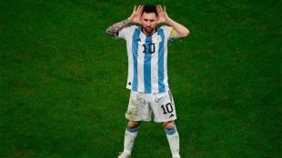 Leo Messi celebra su tanto en los cuartos de final ante Países Bajos. Foto: SPORT