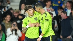 Alejandro Garnacho y Cristiano Ronaldo. Foto: El Comercio Perú