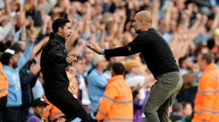 Arteta, exayudante del Manchester City, con Pep Guardiola. BBC