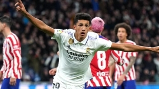 Álvaro Rodríguez, celebrando un gol frente el Atlético de Madrid. Sin duda, su mejor momento como jugador del Real Madrid.