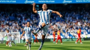 Mikel Oyarzabal celebra un gol de la Real Sociedad