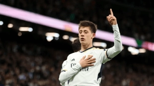 Arda Güler celebra un gol con el Real Madrid