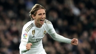 <p>Luka Modric celebrates a goal for Real Madrid</p>