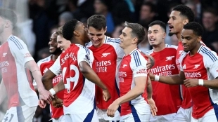El Arsenal celebrando el gol de la victoria
