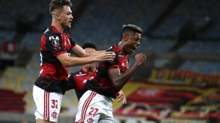 Los jugadores de Flamengo celebran un gol