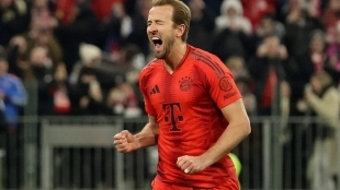 Harry Kane celebra un gol anotado con el Bayern de Múnich