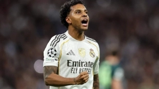 Rodrygo celebra un gol con el Real Madrid