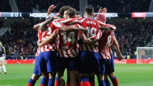 The players of Atlético de Madrid celebrate a goal